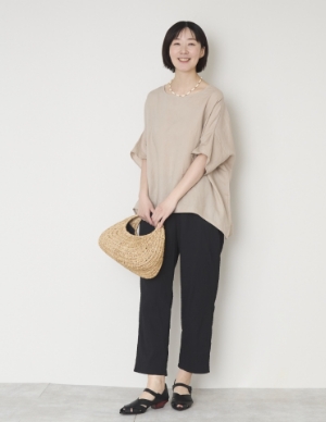 Kilka/涼しくて袖口から下着が見えにくいオーバーブラウス　リネン100