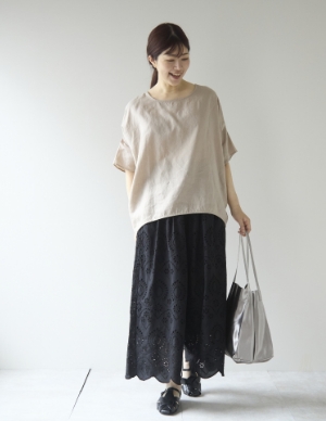 Kilka/涼しくて袖口から下着が見えにくいオーバーブラウス　リネン100