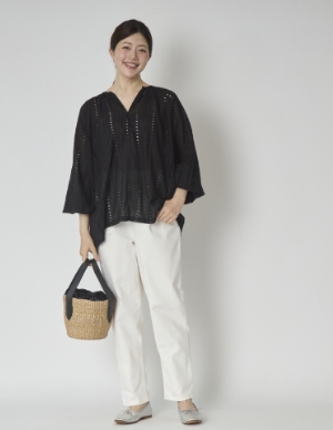 PEINDRE/レースキーネックブラウス