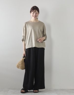 Kilka/風を通してひんやり涼しいリネンジャージードルマンカットソー