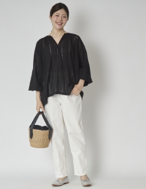 PEINDRE/レースキーネックブラウス