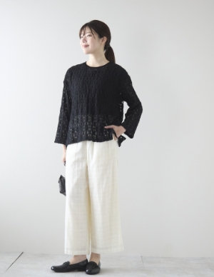 denicher/フラワーストレッチレース プルオーバー