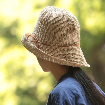 SASAWASHI/手編み帽子 キャメル