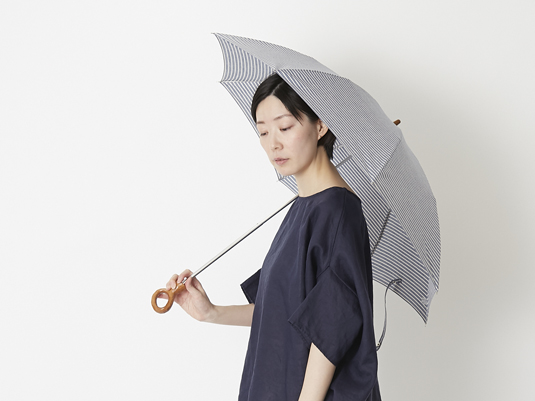 Sorcie Renom/日傘 コットンボーダー ネイビー