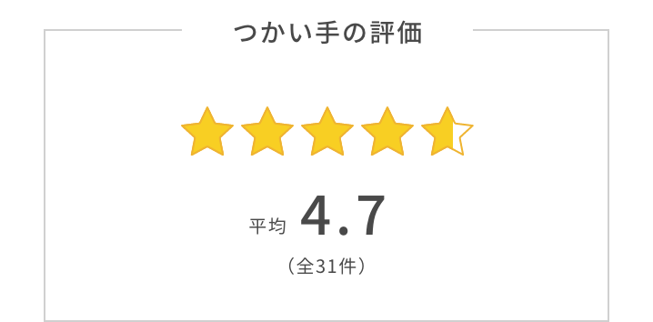 つかい手の平均評価は4.7。つかい手の声の合計は全31件。