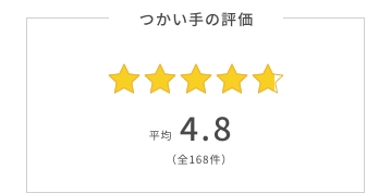 つかい手の平均評価は4.8。つかい手の声の合計は全168件。