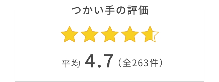 つかい手の平均評価は4.7。つかい手の声の合計は全263件。