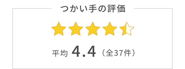 つかい手の平均評価は4.4048。つかい手の声の合計は全37件。