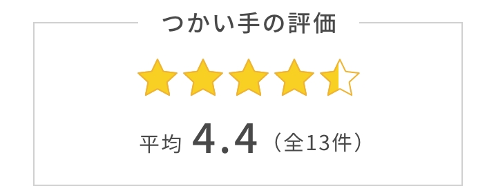 つかい手の平均評価は4.4。つかい手の声の合計は全13件。