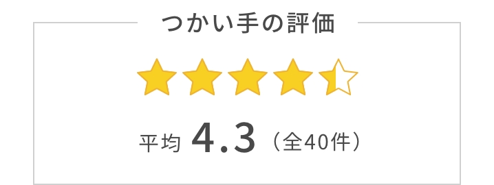 つかい手の平均評価は4.3。つかい手の声の合計は全40件。