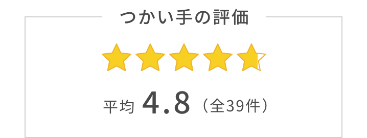 つかい手の平均評価は4.8205。つかい手の声の合計は全39件。